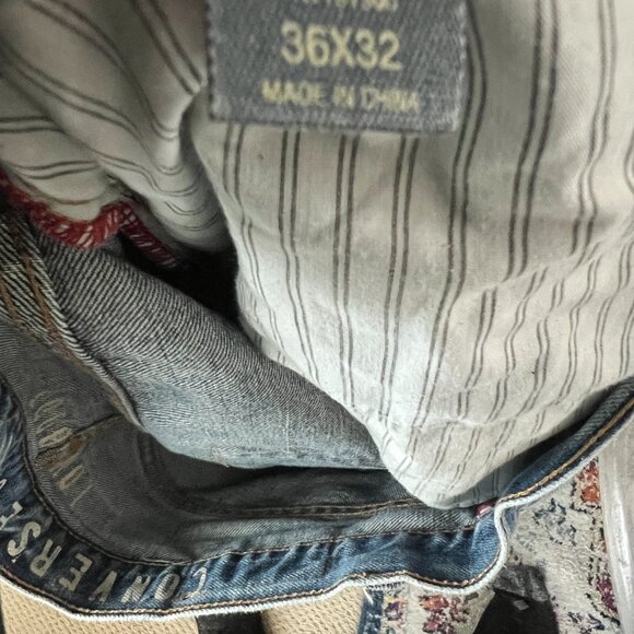 Converse One Star Women's 36x32 Low Bootcut Distressed Blue Jeans - Picture 8 of 8